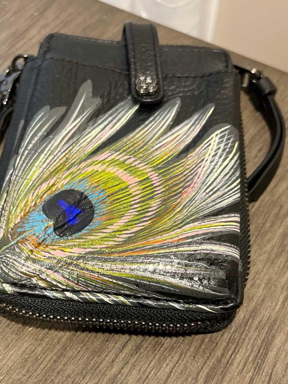 Black Leather Elliott Lucca Wristlet/phone holder